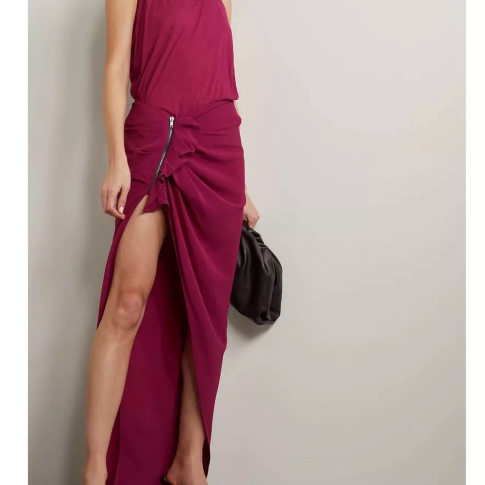 Rick Owens Gathered Asymmetric Crepe Maxi Skirt